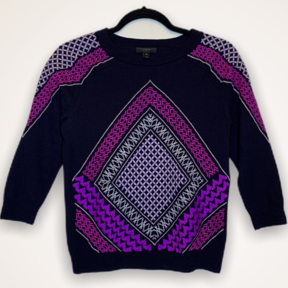 [ J Crew ] Merino Tippi Sweater Embroidered Tile